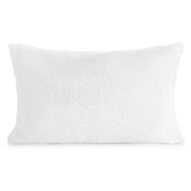 Poszewka na poduszkę 30x50 cm biała z miękkiej futrzanej tkaniny NINA Eurofirany