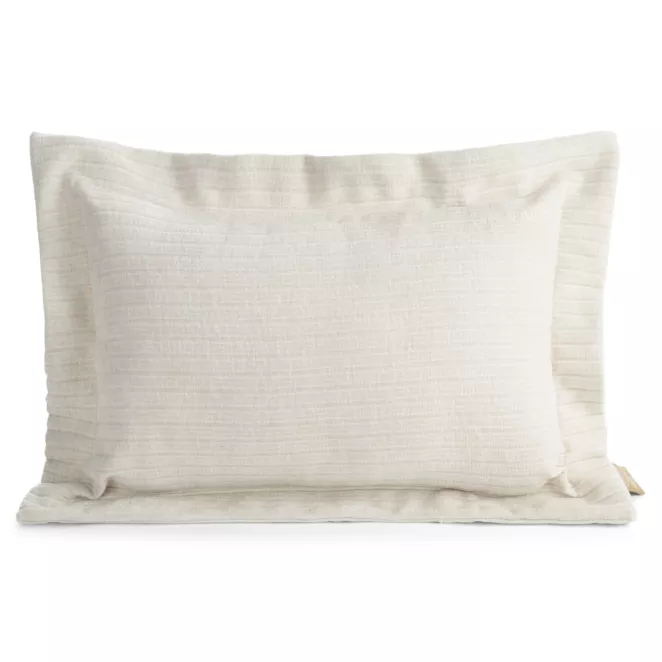 Poszewka na poduszkę  40x60 cm z szenilowej tkaniny kremowa w drobne prążki Eva Minge Elegante Eurofirany
