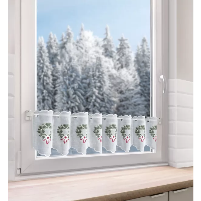 Tkanina firanowa zazdrostka z haftem świątecznym Eurofirany