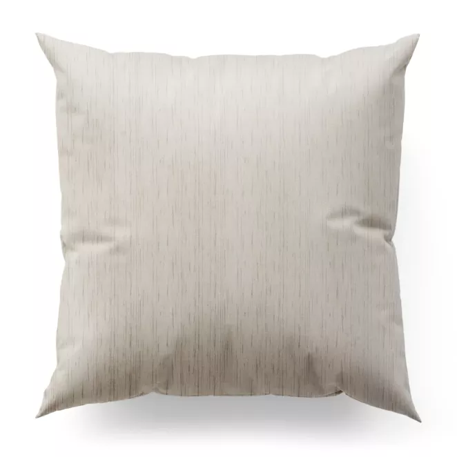 Poszewka szyta kremowa z tkaniny welwetowej w pionowe prążki, wykończona obciążnikiem