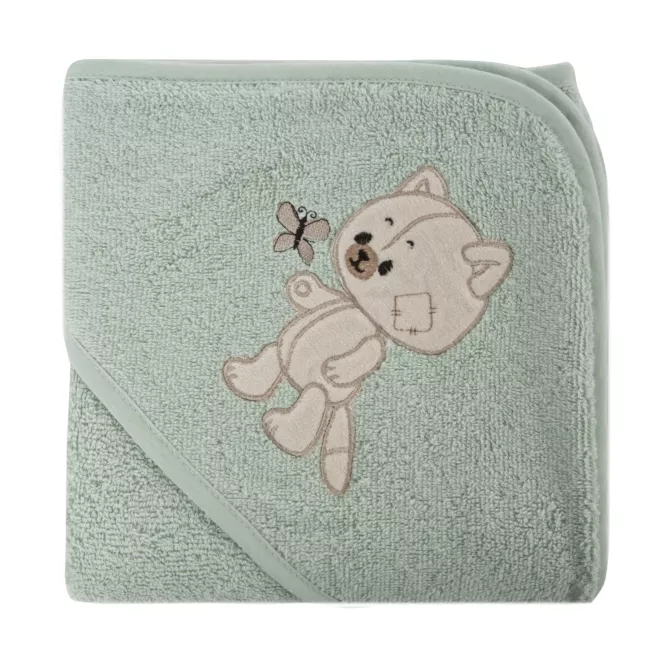 BABY 66 bawełniany ręcznik z kapturkiem z motywem kotka Eurofirany