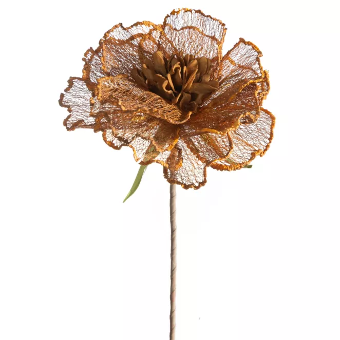 Kwiat sztuczny brązowy z siateczki 85 cm Eurofirany