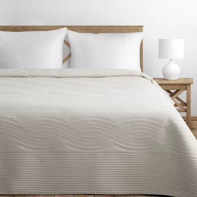 Narzuta welwetowa kremowa 170x210 cm pikowana metodą hot press - VELVET2 Eurofiran