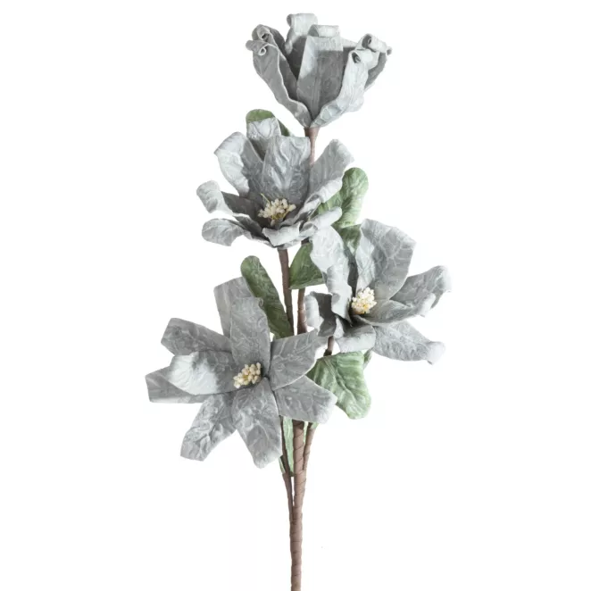 Kwiat sztuczny popielaty z plastycznej pianki foamiran 70 cm Eurofirany