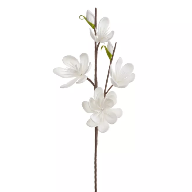 Kwiat sztuczny biały z plastycznej pianki foamiran 69 cm Eurofirany