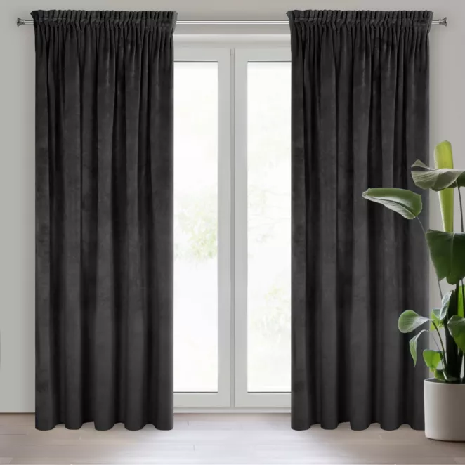 Zasłona czarna z ekskluzywnego matowego welwetu 140x270 cm taśma VILLA Eurofirany