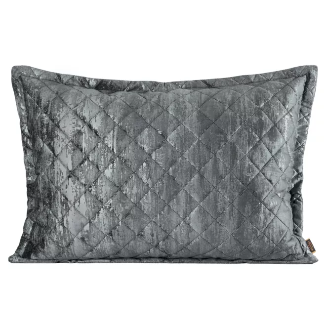 Poszewka na poduszkę 50x70 cm welwetowa pikowana metoda hot press zdobiona błyszczącym przecieranym nadrukiem stalowa BLINK 43 EUROFIRANY PREMIUM