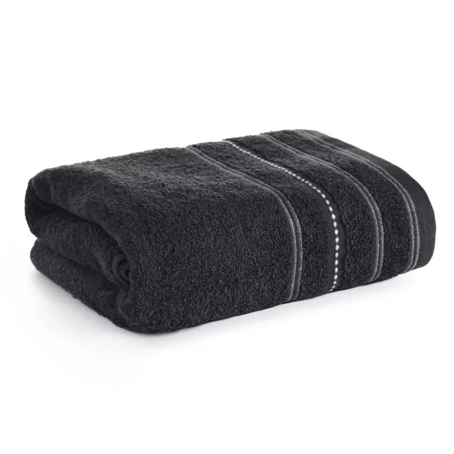 Ręcznik kąpielowy 50x90 cm bawełniany kolor czarny w pasy 500 g/m2 VENTO Eurofirany