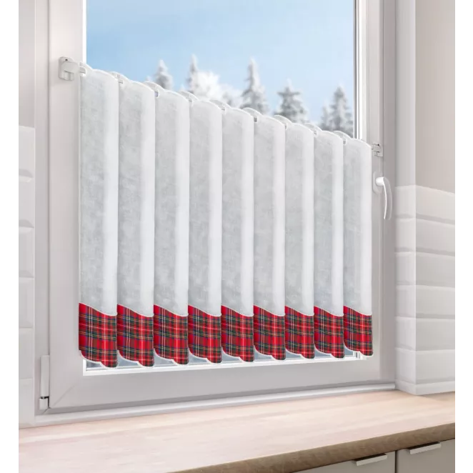 Tkanina firanowa zazdrostka z motywem świątecznej kraty Eurofirany