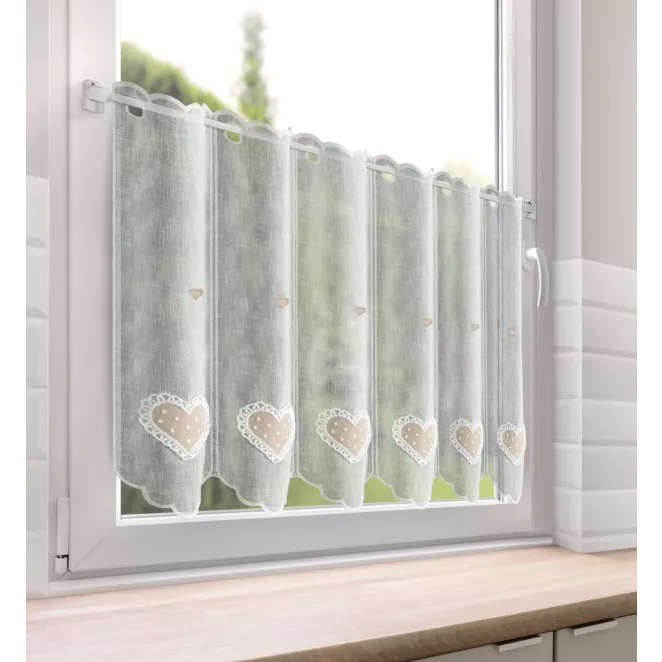 Tkanina firanowa zazdrostka zdobiona haftowaną aplikacją Eurofirany