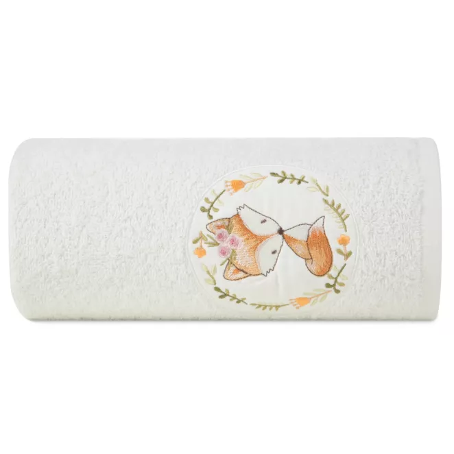 Ręcznik kąpielowy dziecięcy 70x140 cm bawełniany kolor biały z motywem liska 400 g/m2 BABY 44 Eurofirany