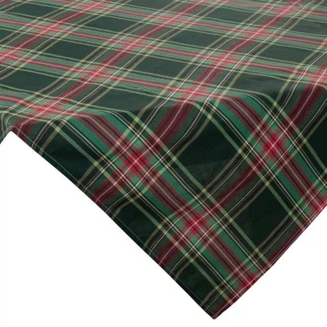 Obrus świąteczny 85x85 cm czerwono, zielony bawełniany zdobiony kratą AURORA Eurofirany