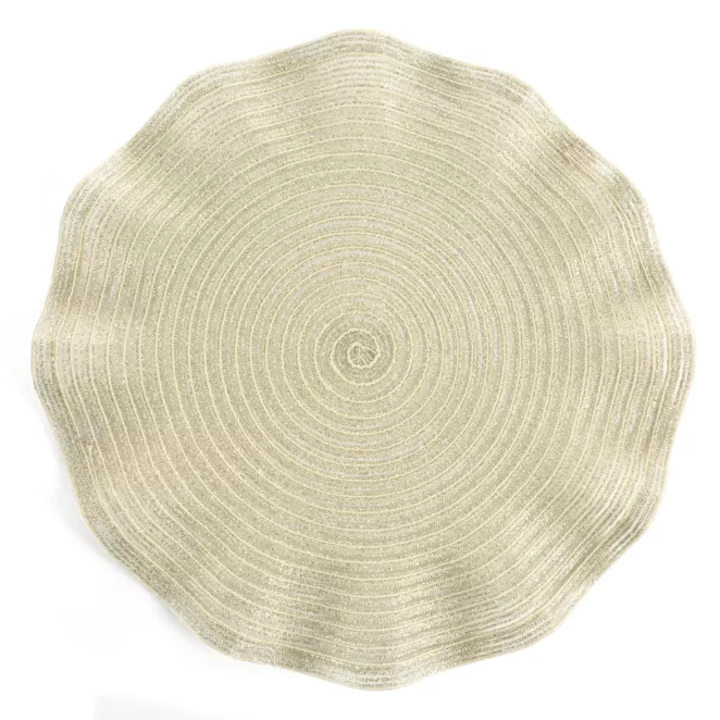Podkładka okrągła na stół szampańska średnica 38 cm JUNE pleciona o falistych brzegach Eurofirany