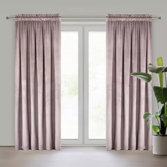 Zasłona welwetowa pudrowy róż 140 x 270 cm taśma - ROSA - Design 91 Eurofirany