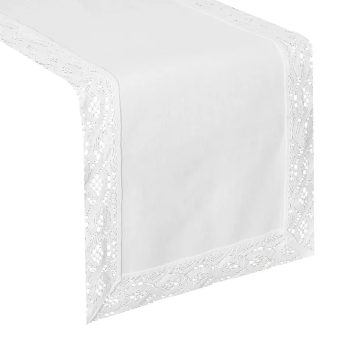 Bieżnik na stół 40x140 cm biały zdobiony koronką - SUSAN - Eurofirany