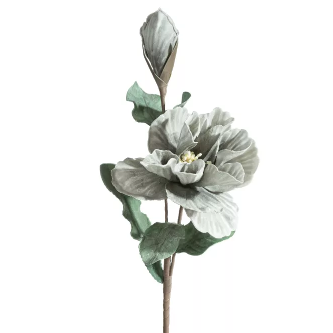 Kwiat sztuczny popielaty z plastycznej pianki foamiran 70 cm Eurofirany