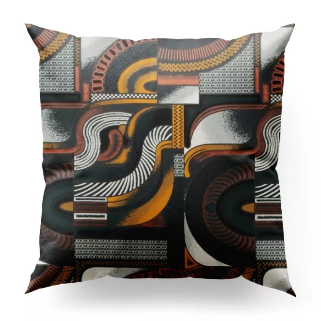 Poszewka szyta turkusowo złota z miękko układającej się tkaniny z wzorem w stylu ART DECO