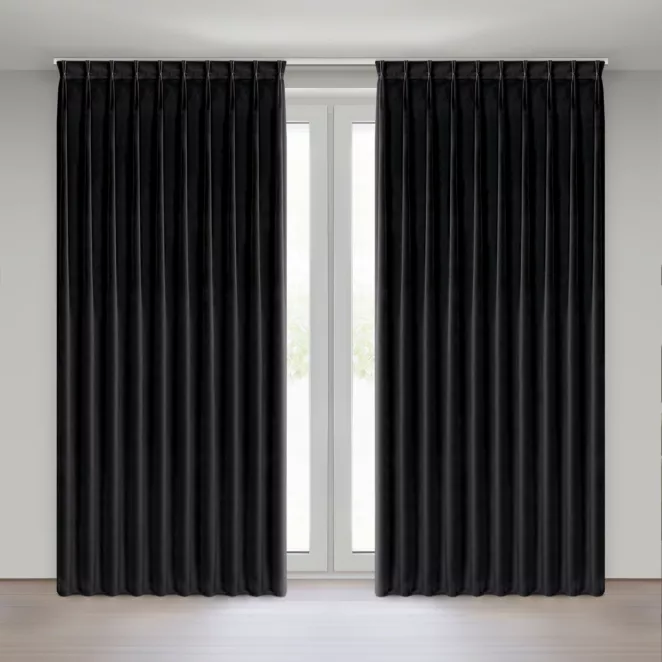 Zasłona czarna z welwetowej tkaniny 125x270 cm system flex - MELANIE Eurofirany