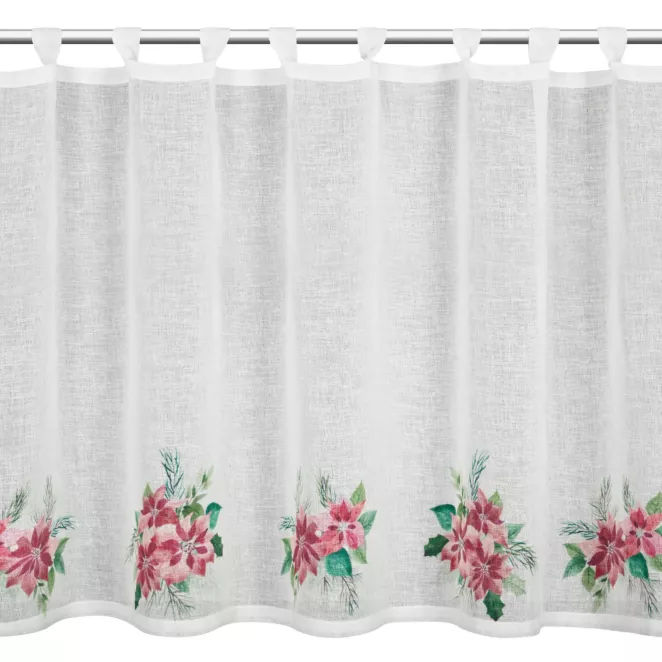 Zazdrostka świąteczna biało, czerwona zdobiona motywem gwiazd betlejemskich 150x90 cm szelki - XSMAS 3 Eurofirany