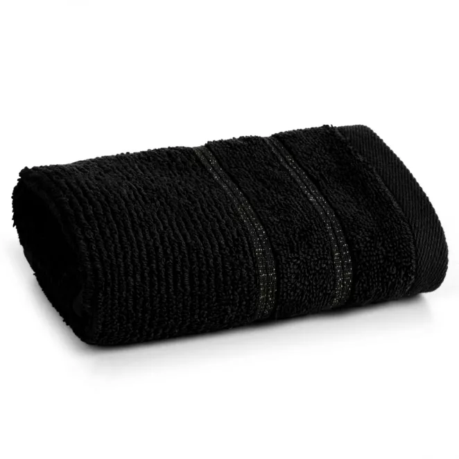 Ręcznik do rąk 30x50 cm bawełniany kolor czarny w błyszczące paseczki AMIRA Eurofirany