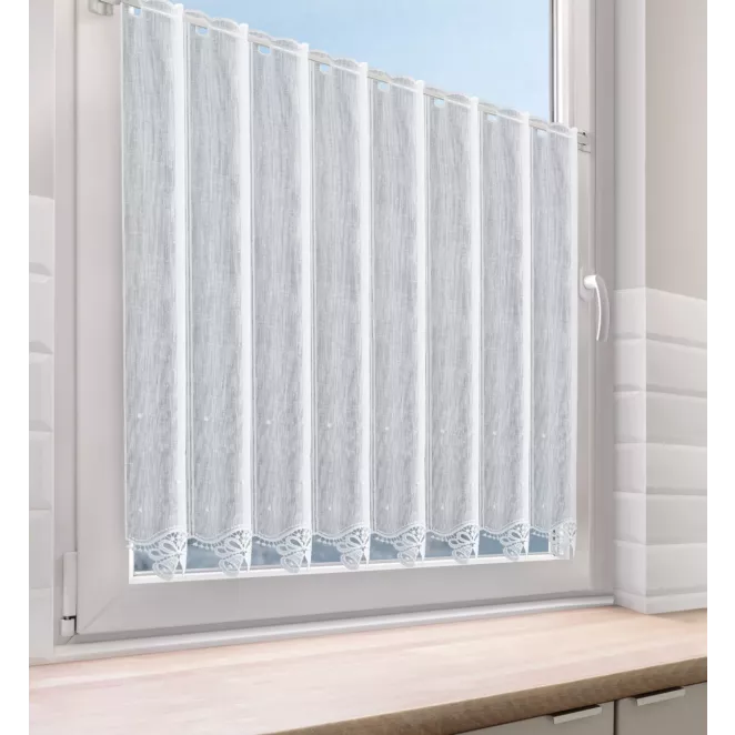 Tkanina firanowa zazdrostka z ażurowym haftem świątecznym w formie dzwoneczków Eurofirany