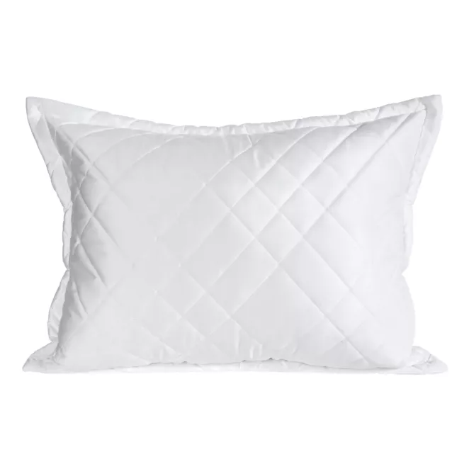 Poszewka na poduszkę 50x70 cm welwetowa zdobiona geometrycznymi przeszyciami biała RIA 6 EUROFIRANY PREMIUM