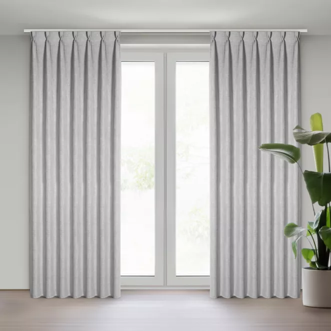 Zasłona srebrna o płóciennym splocie z efektem melanżu 80x270 cm system flex - JULA Eurofirany
