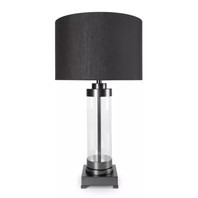 Lampa stołowa do pokoju czarna CLARA o prostej szklanej podstawie Eurofirany