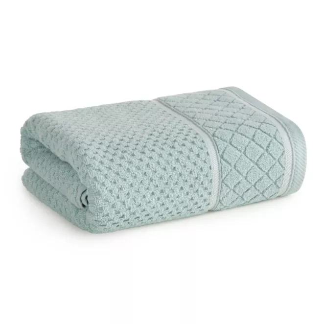 Ręcznik do rąk 30x50 cm bawełniany kolor miętowy o strukturze krateczki z ozdobną bordiurą 500 g/m2 FAVORI Eurofirany