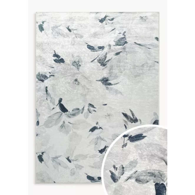 Dywan 50x80 cm kremowo, grafitowy z motywem kwiatów LOTUS 3 Eurofirany