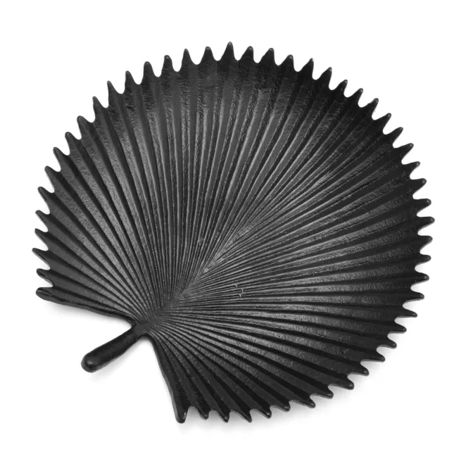 KAREN metalowa patera czarna w kształcie egzotycznego liścia 28x28 cm Eurofirany
