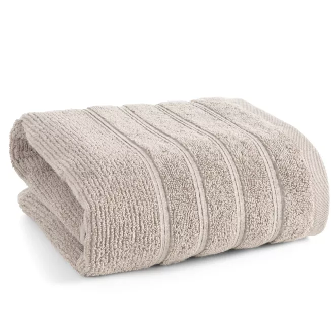 Ręcznik kąpielowy 70x140 cm bawełniany kolor beżowy w błyszczące paseczki AMIRA Eurofirany