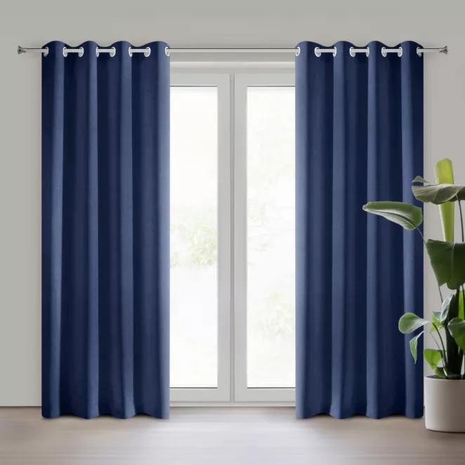 Zasłona granatowa z matowej gładkiej tkaniny 140x250 cm przelotka RITA Eurofirany