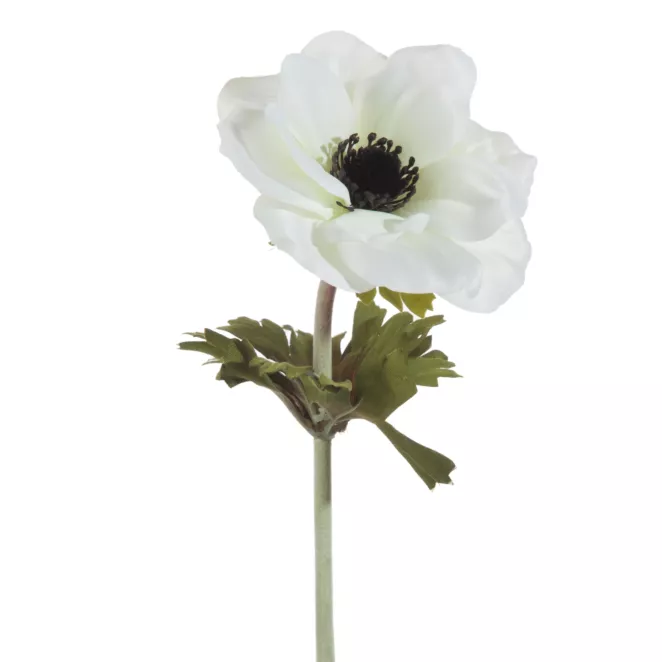 Kwiat sztuczny dekoracyjny ANEMON biały Eurofirany