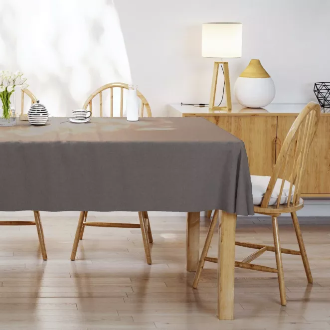 Obrus szyty DORA - HIT grafitowy z miękkiej tkaniny o welurowej strukturze