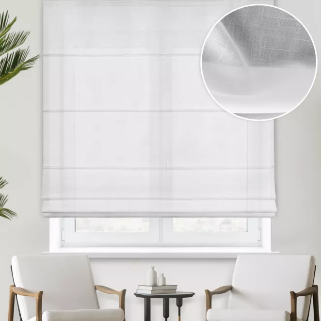 Roleta rzymska LINEN2 naturalna z gładkiej matowej etaminy o naturalnym splocie