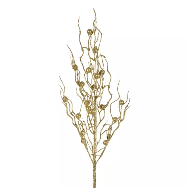 Złota gałązka z kuleczkami na choinkę wianek stroik 45 cm Eurofirany