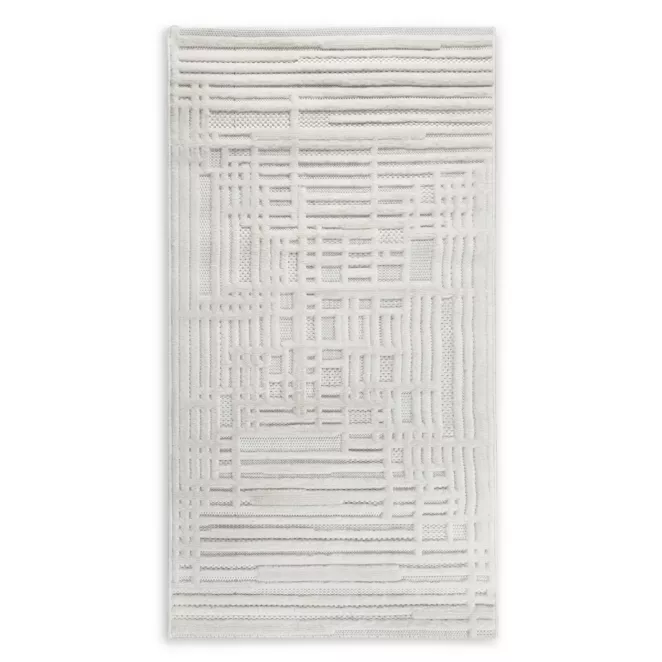 Dywan 80x150 cm kremowo, beżowy strukturalny, wytłaczany z nowoczesnym wzorem geometrycznych linii VENUS 2 Eurofirany