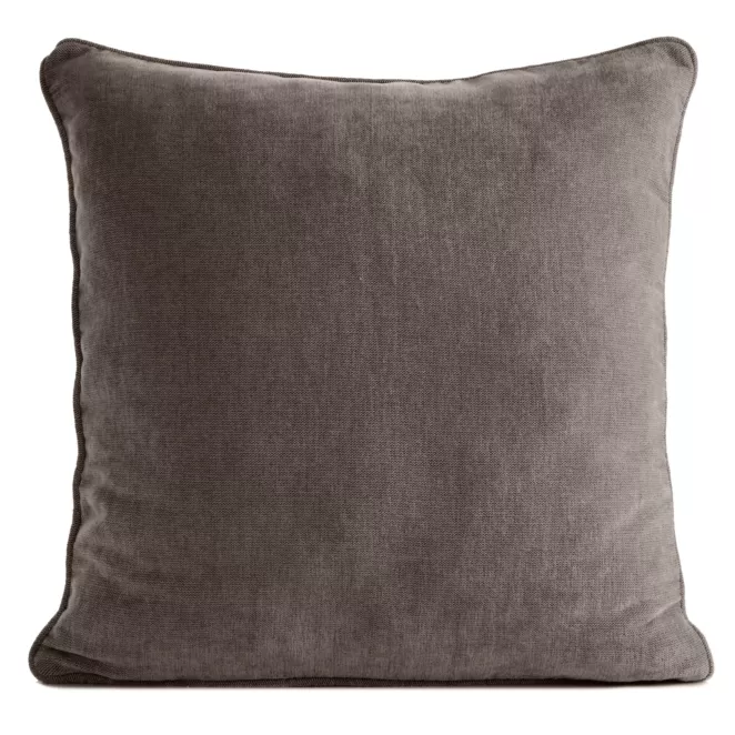 Poszewka na poduszkę 45x45 cm ciemnobeżowa z szenilowej tkaniny - VANI Eurofirany