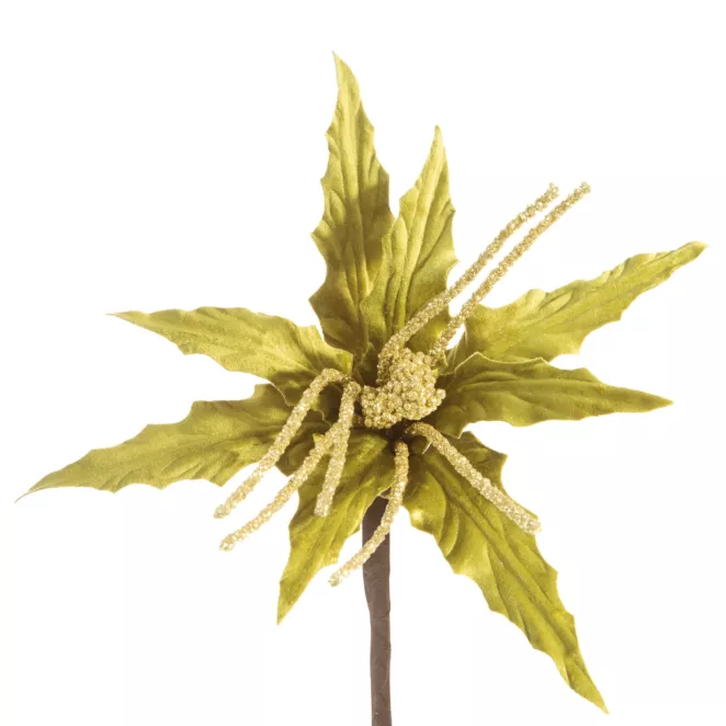 Jasny zielony kwiat dekoracyjny z welwetu na choinkę 30 cm Eurofirany
