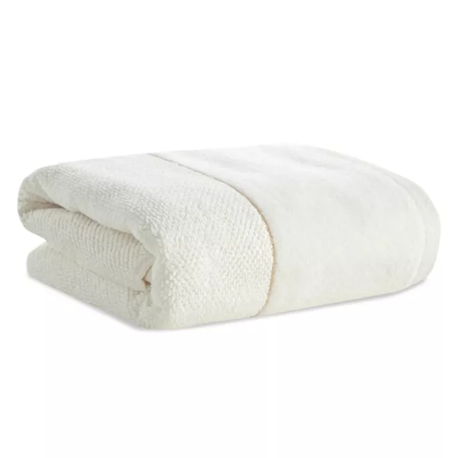 Ręcznik kąpielowy 30x50 cm bawełniany kolor kremowy z welwetową bordiurą ARIA Eurofirany