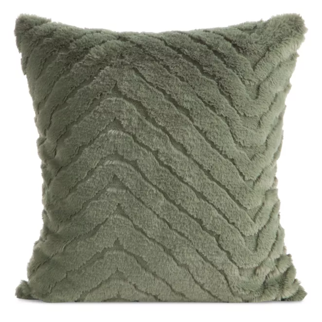 Poszewka na poduszkę 45x45 cm oliwkowa futrzana z wytłaczanym wzorem KATE Eurofirany
