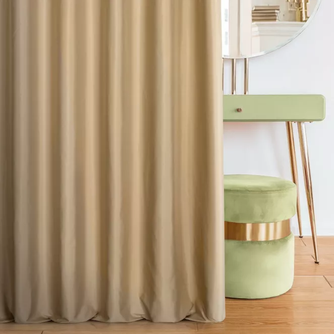 Zasłona szyta na taśmie fala pomarańczowa z matowej gładkiej tkaniny