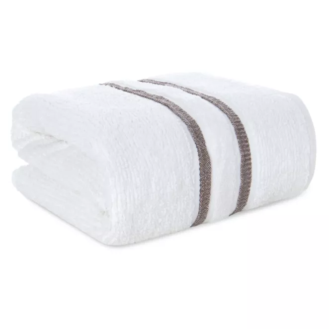 Ręcznik do rąk 30x50 cm bawełniany kolor biały w kontrastujące pasy 500 g/m2 DINA Eurofirany