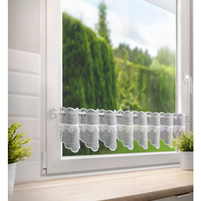 Tkanina firanowa zazdrostka z etaminy zdobiona haftem Eurofirany