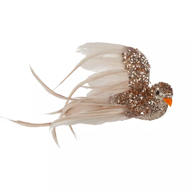 Dekoracyjna ozdoba PTAK z tkaniny z piórami Eurofirany