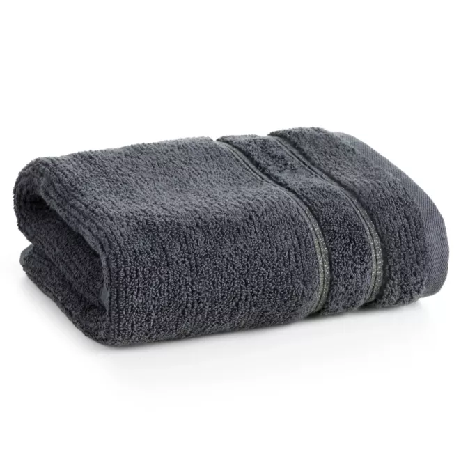 Ręcznik do rąk 30x50 cm bawełniany kolor stalowy w błyszczące paseczki AMIRA Eurofirany