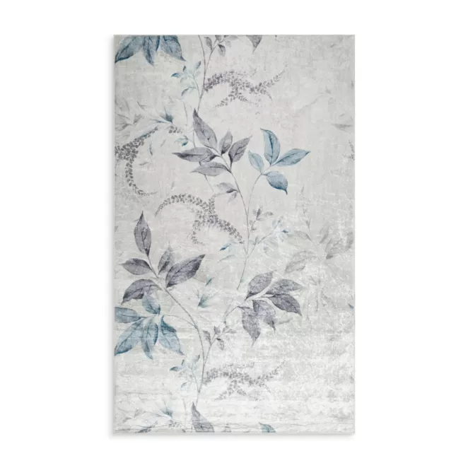 Dywan 50x80 cm kremowo, niebieski zdobiony motywem roślinnym LOTUS 6  Eurofirany