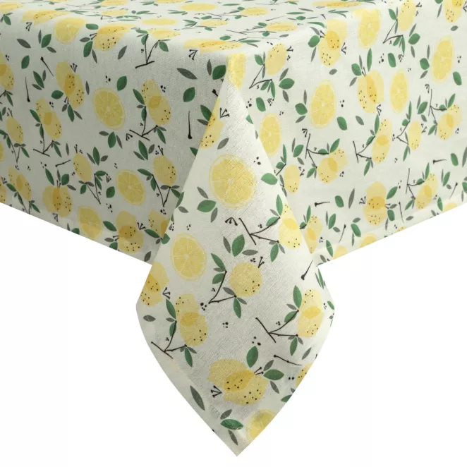 Obrus na stół plamoodporny 140x180 cm żółto, zielony w cytryny - LUNA Eurofirany