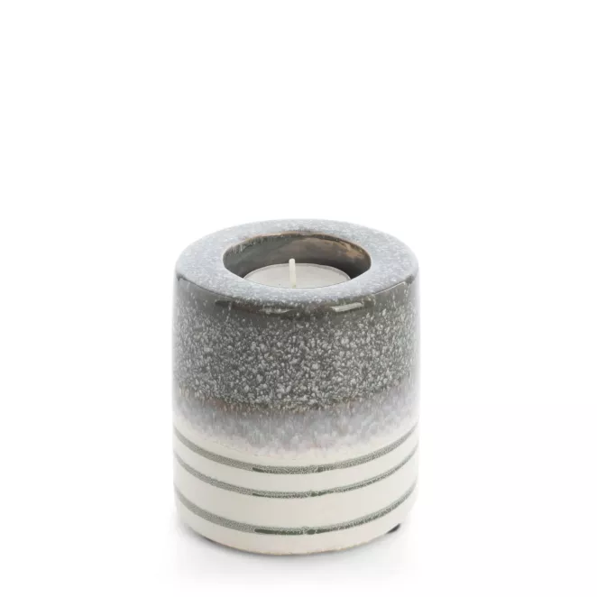 Świecznik dekoracyjny biało, popielaty 8x9 cm VIKI Eurofirany